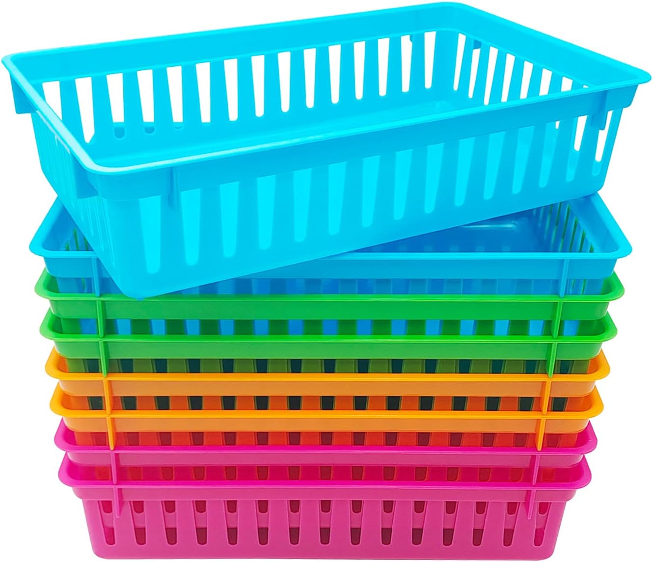8 Cestas Plástico Coloridas para Almacenamiento Escuela