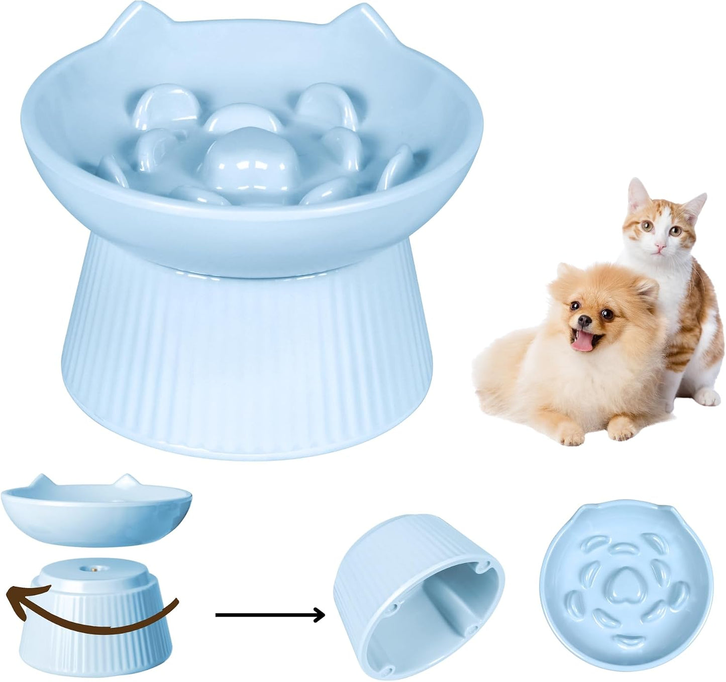 Cuenco elevado antideslizante para gatos y perros