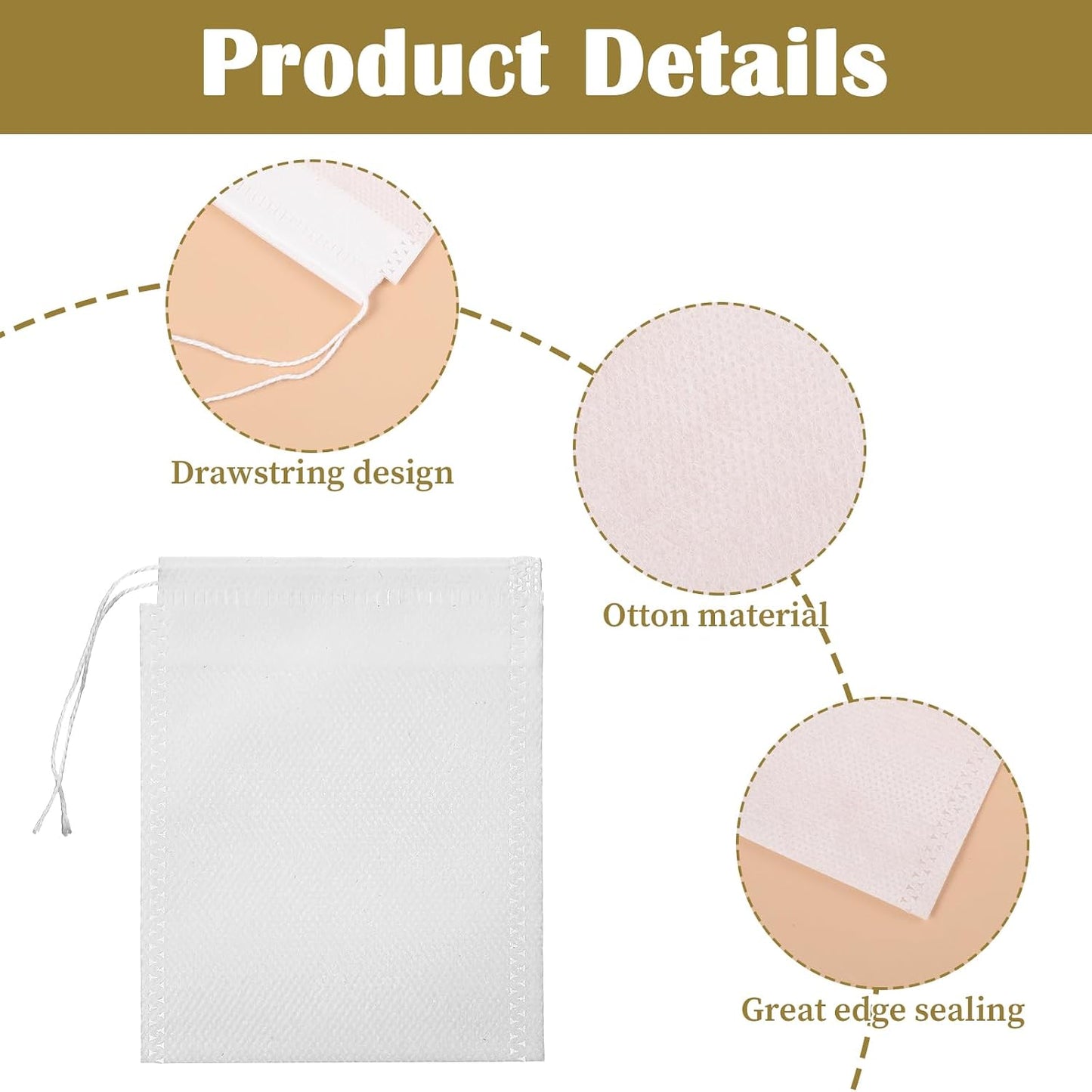100 Bolsas Reutilizables para Especias y Té 3x4pulg