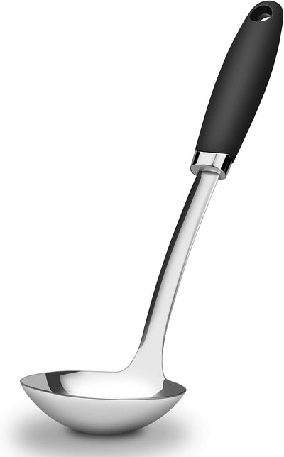 Cucharón acero inox 12pulg mango ergonómico para sopa guiso