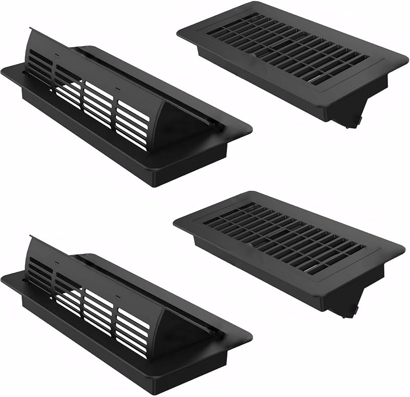 4 Cubiertas Ventilación Ajustables 4x10" Pared Negro