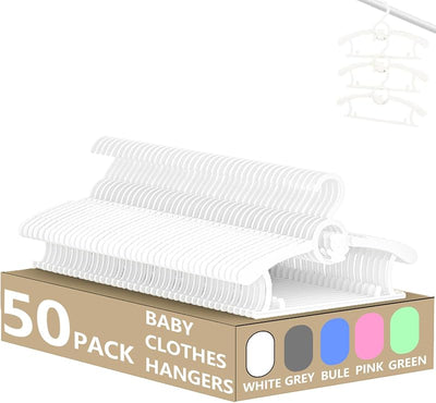 Perchas bebé plástico blancas 50pzas 11-14 ajustables