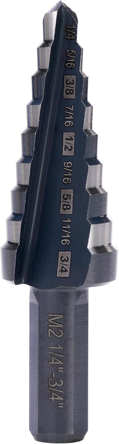 Broca escalonada M2 HSS 1/4-3/4pulg para acero inox