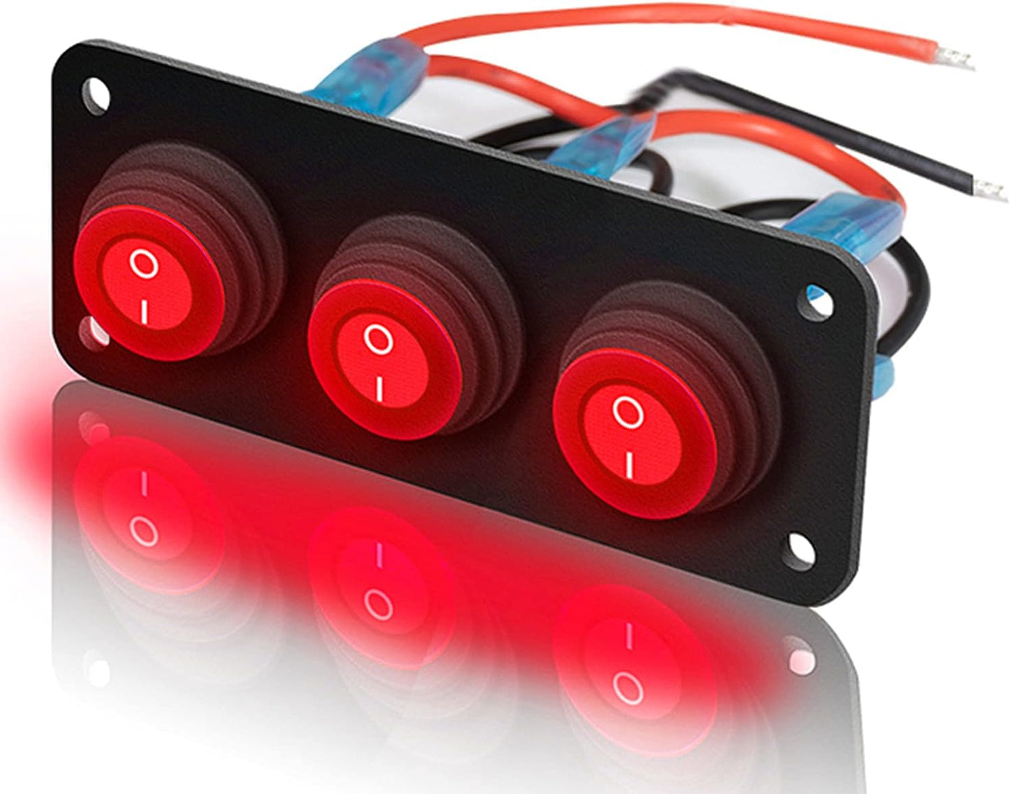 Panel interruptor basculante 3 posiciones led rojo impermeable