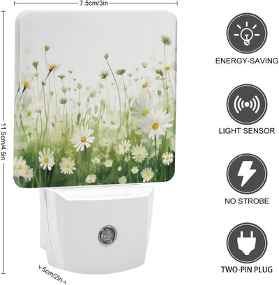 Luz nocturna de flores con sensores automáticos para dormitorio