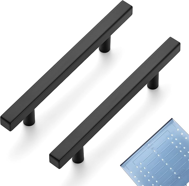 20 Tiradores Gabinete 4" Negro Cuadrado Acero Inox 6-2/5