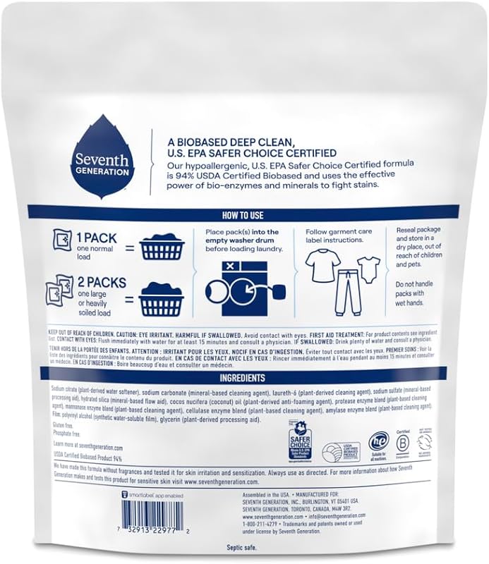 Detergente para ropa Seventh Generation 90 cargas 2 bolsas