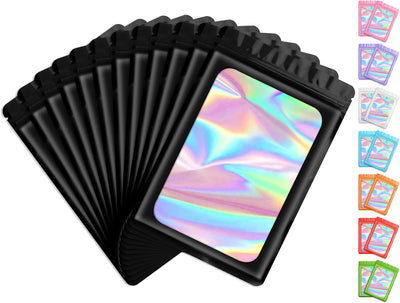 100 Bolsas Resellables Holográficas Transparentes 10x15cm
