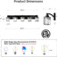 5 Luces Cristal Lámpara Baño Negro sobre Espejo E26