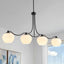 4 Luces Isla Cocina Negro Mate Vidrio Opal Colgante