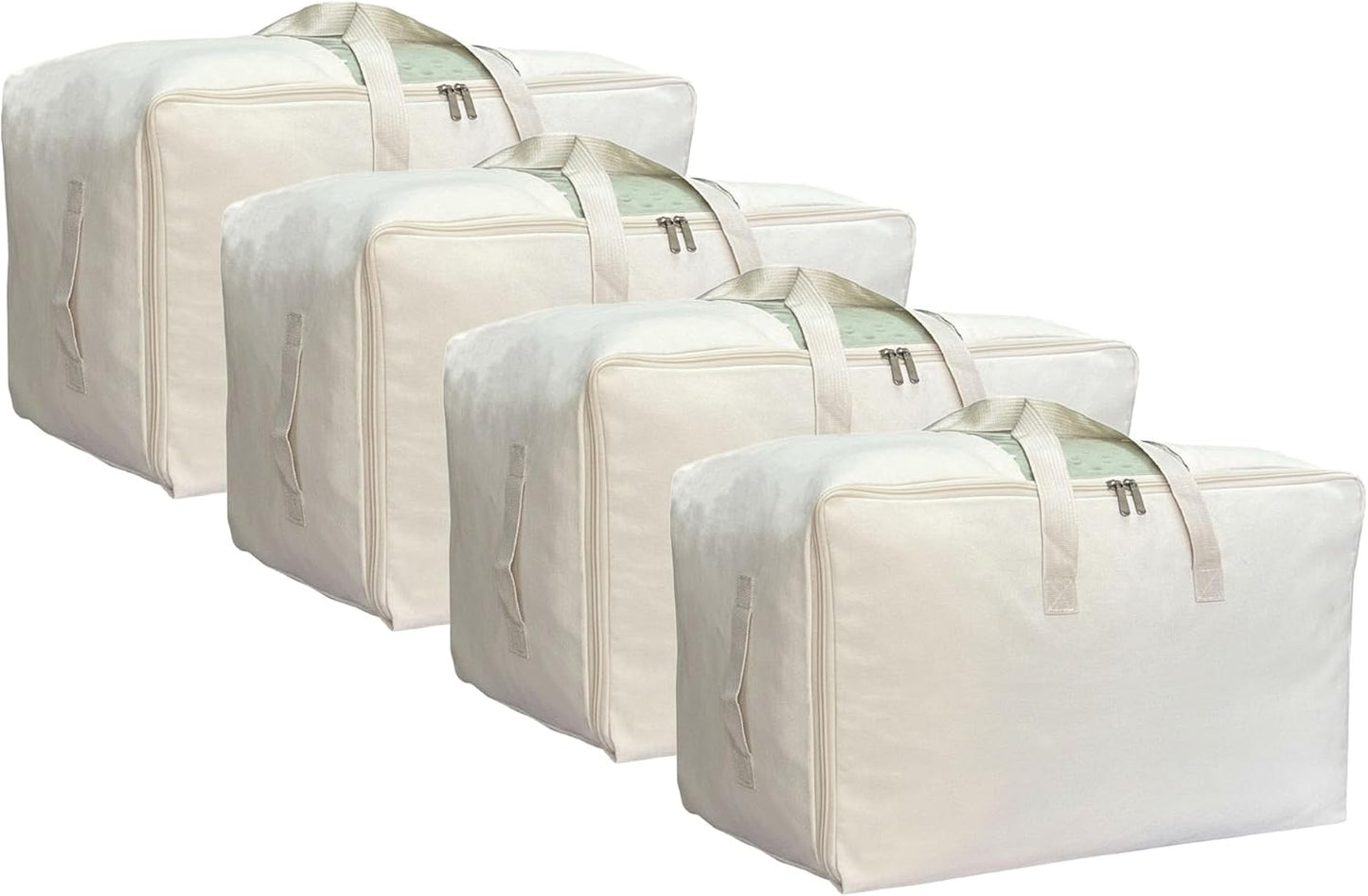 Bolsas almacenamiento lona con cremallera 80L set 4 beige