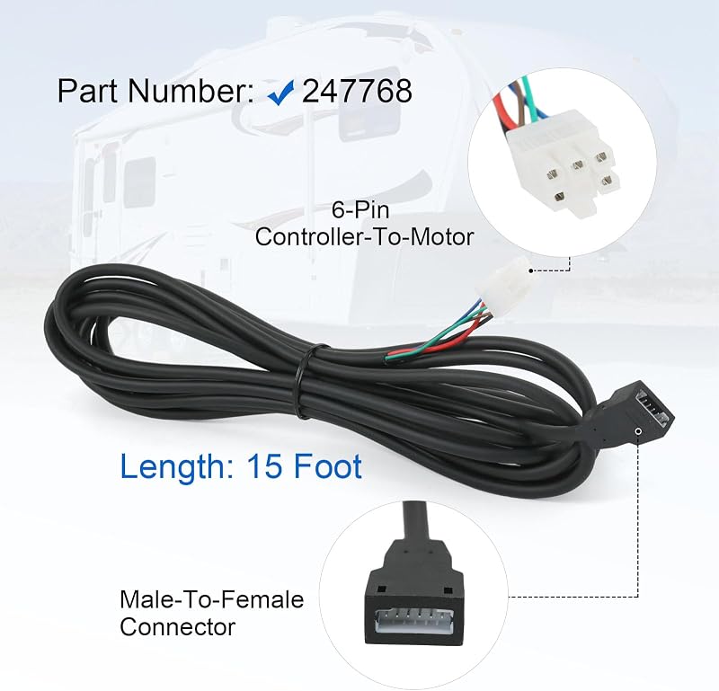 Arnés motor 12V DC 15ft para deslizadores empotrados negro