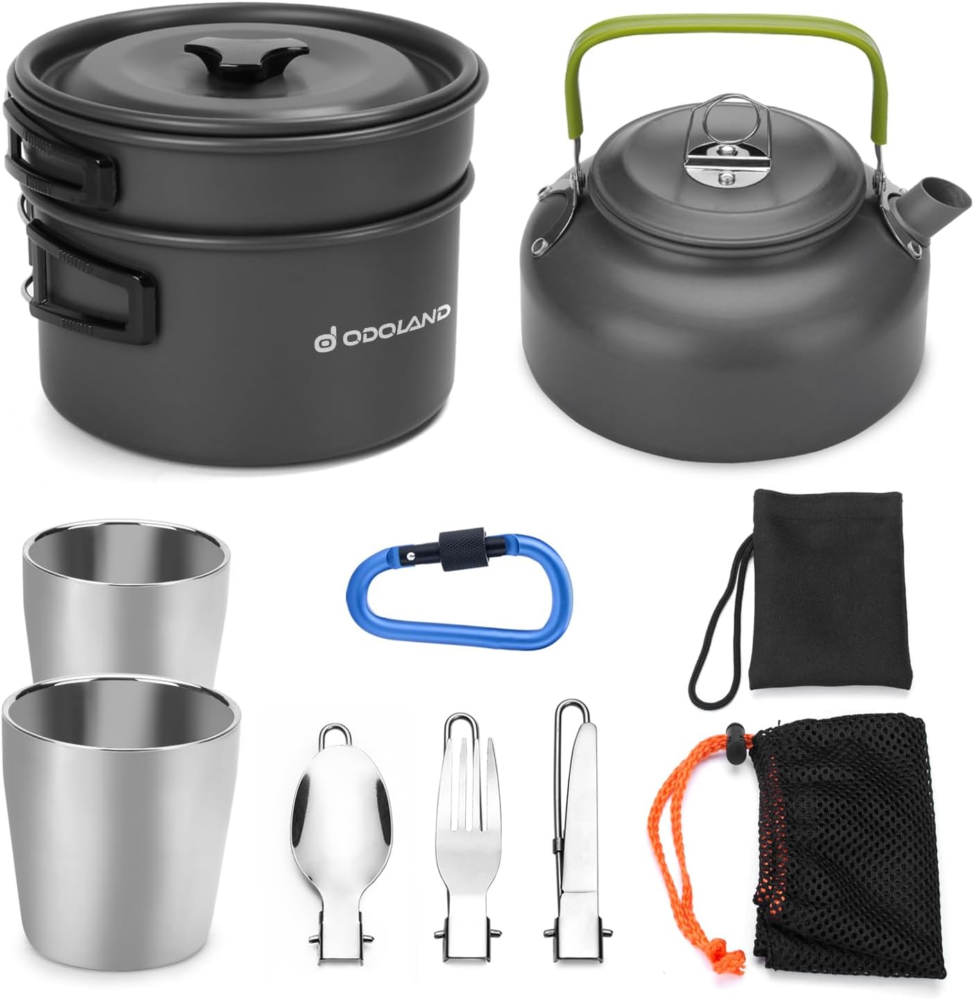 Kit utensilios cocina camping olla 2 tazas acero inox gris