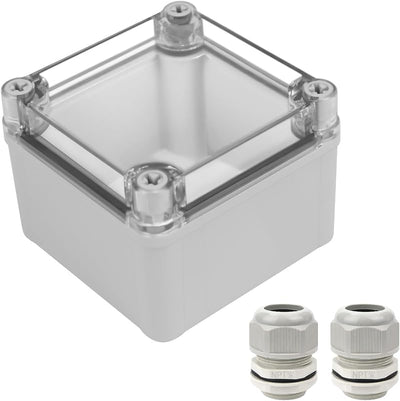 Caja conexiones IP67 impermeable gris transparente 3.9x3.9x3.0in