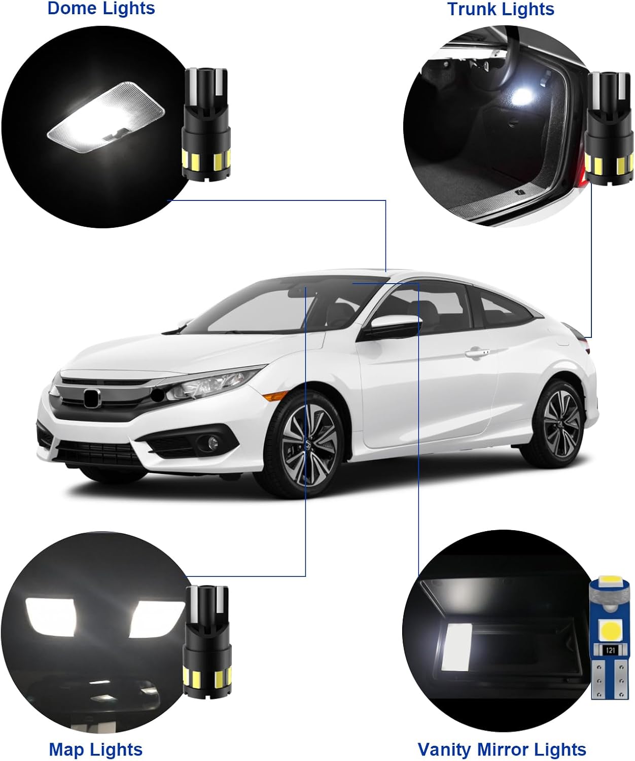 Luces LED interiores Honda Civic 16-21 set 6 bombillas