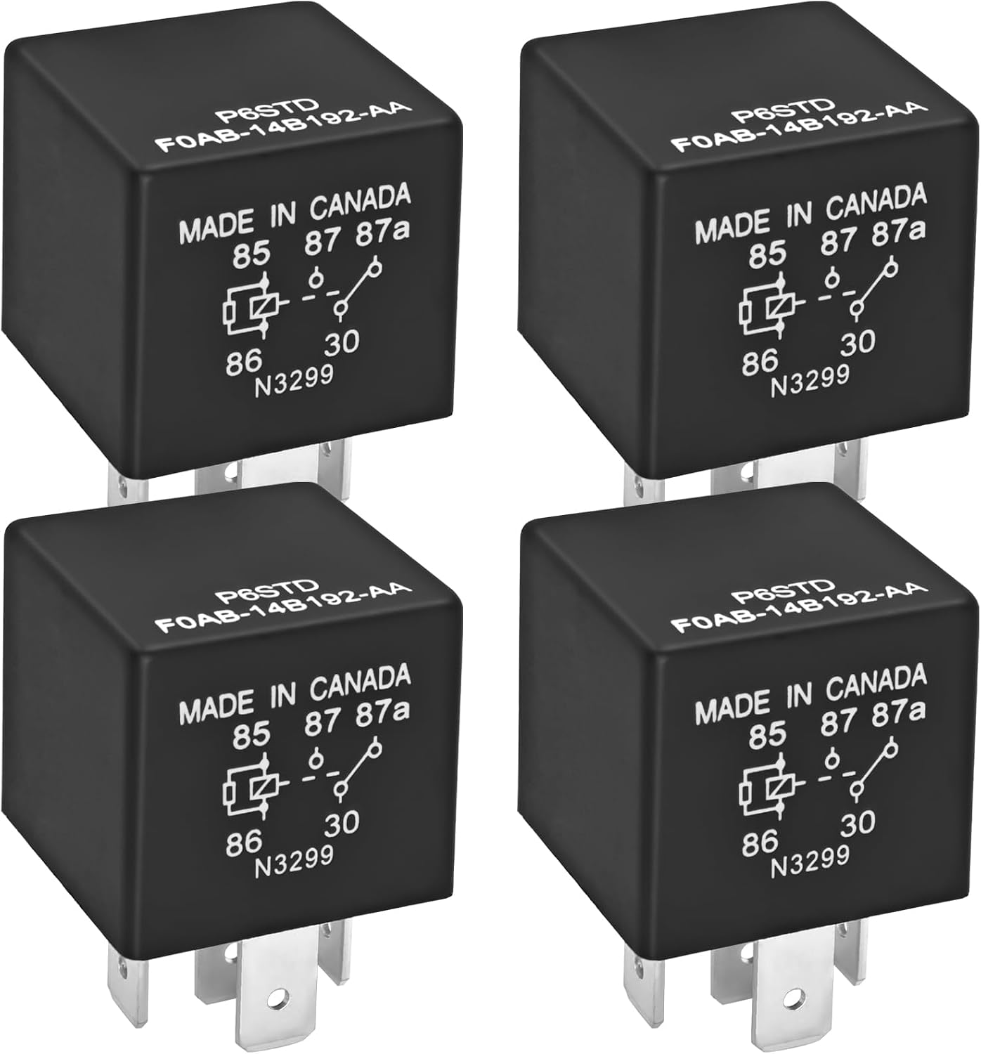 Relé automotriz 40A 12VDC 5 pines Ford paquete 4
