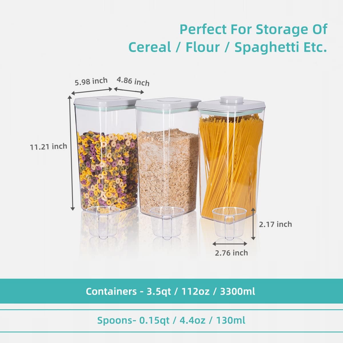 Envase hermético para cereal 3300ml con cucharón