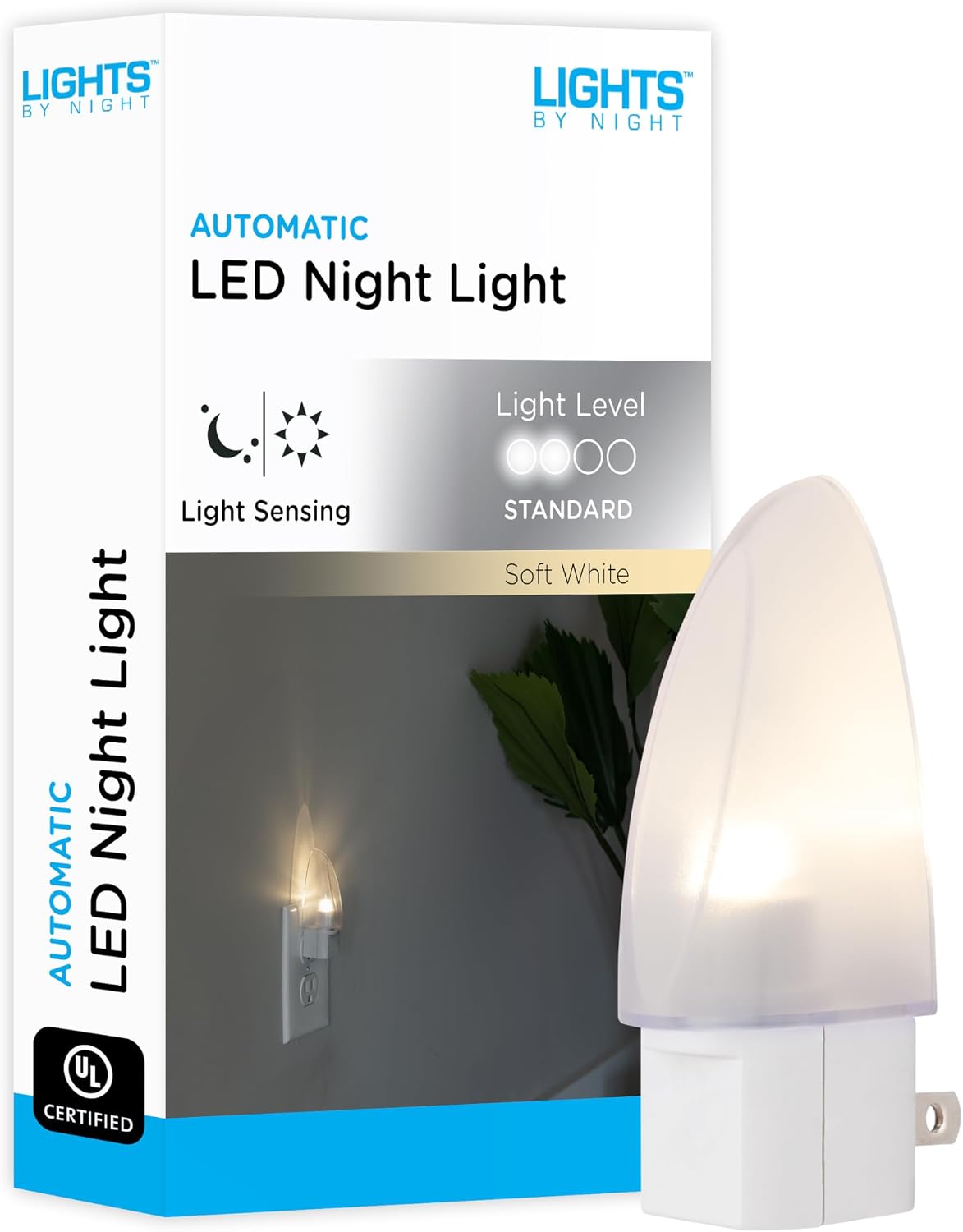 Luz Nocturna Led Enchufable Sensor Atardecer Amanecer Blanco Cálido