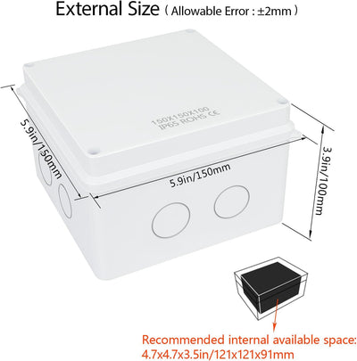 Caja eléctrica IP65 ABS resistente agua 5.9x5.9x3.9pulg