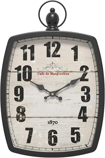 Reloj pared vintage negro silencioso 15.5x10.2