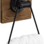 Soporte toalla baño anillo 14x22cm metal negro madera quemada