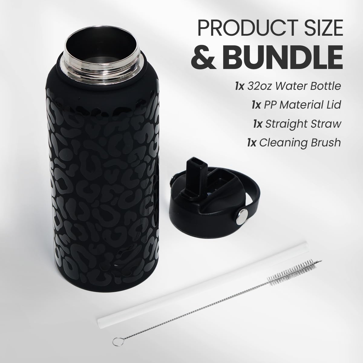 Botella agua acero inox 32oz doble pared estampado leopardo