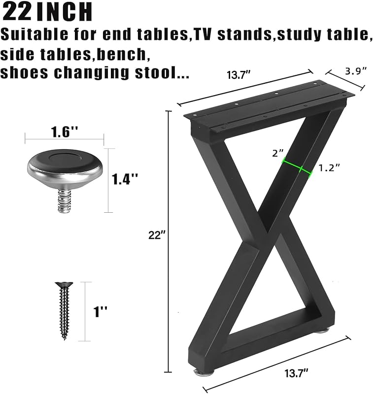 Patas cuadradas metal 22" para muebles set 2