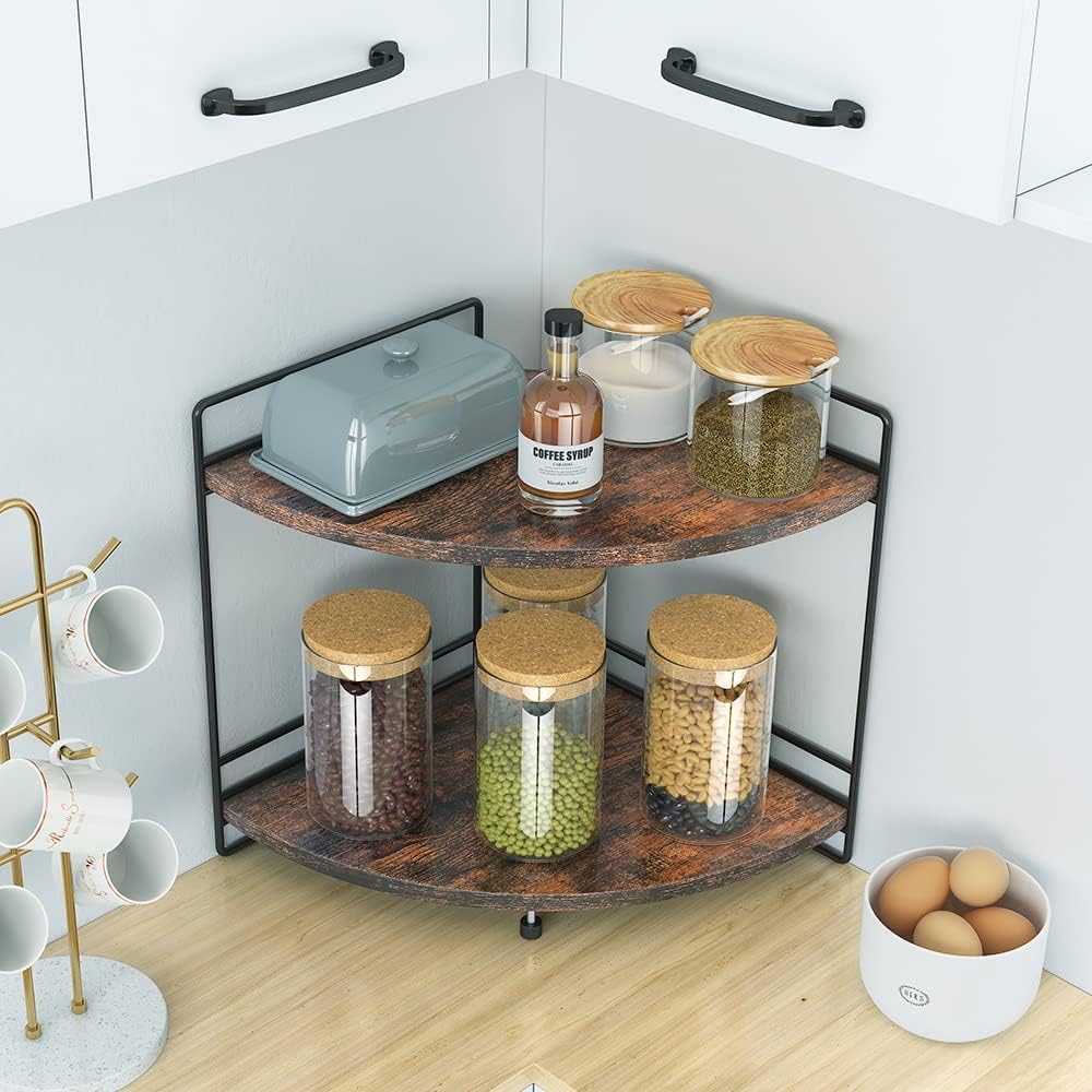 Organiz. baño 2 niveles estante esquinero madera