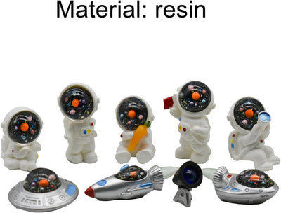 Juego 9 figuras resina astronautas cohetes decoración