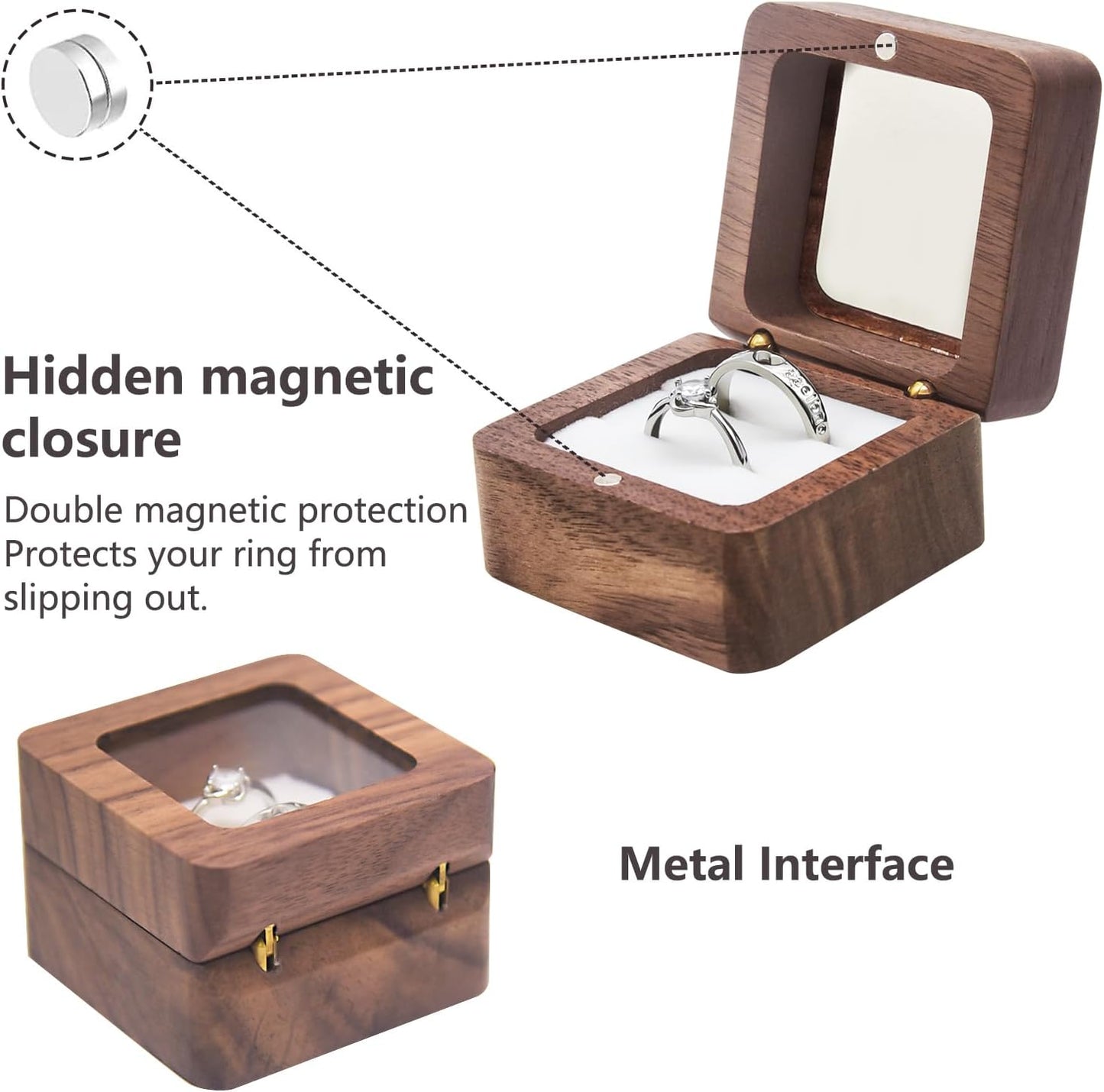 Caja madera anillos boda 2 ranuras vintage