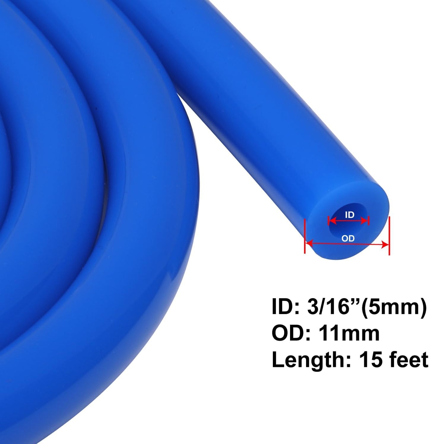 Tubo vacío silicona 5mm 15ft 130PSI azul