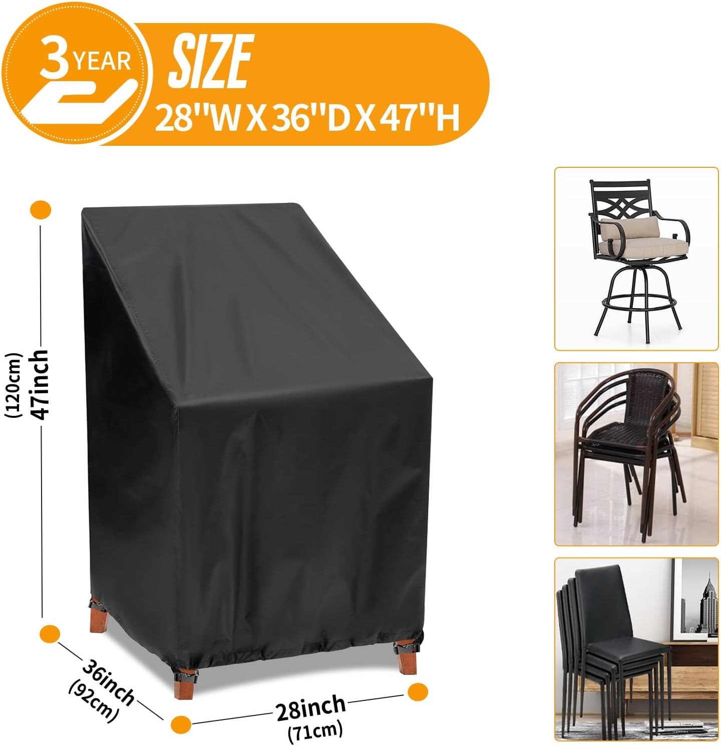 Fundas sillas patio impermeables anti UV 28x36x47