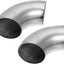 2 Pzas Codo 3.5" Acero Inox 90 Grados Tono Plata