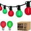 Cadena luces LED G40 Navidad 50ft 27 bombillas rojo verde