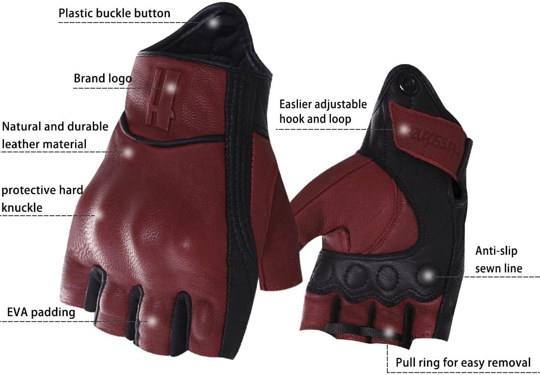 Guantes motocicleta cuero sin dedos GM037