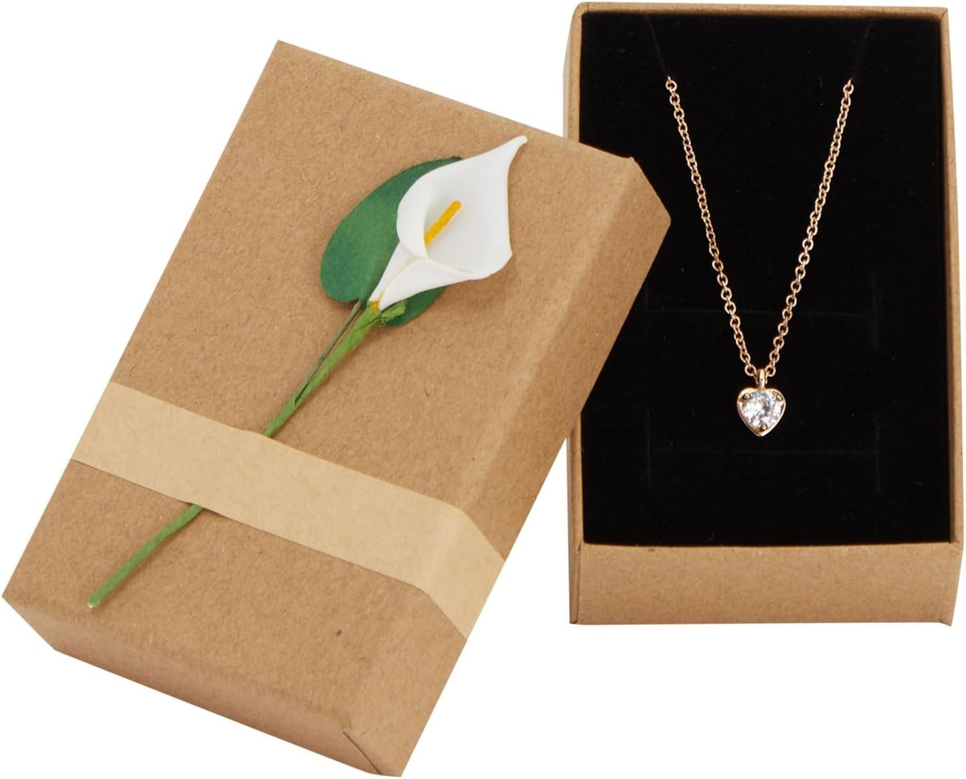 Cajas joyería 12 Pzas 3.5x2.2" cartón marrón flor 3D