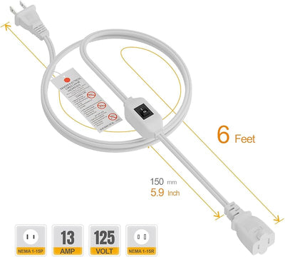 Cable extensión con interruptor 12A 125V para cargadores y lámparas