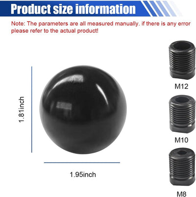 Pomo palanca cambios bola aluminio adaptadores M8 M10 M12 negro
