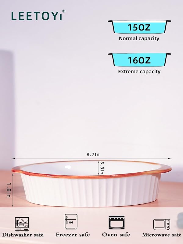 Cazuelas porcelana ovaladas doble asa para 1-2 personas set 2