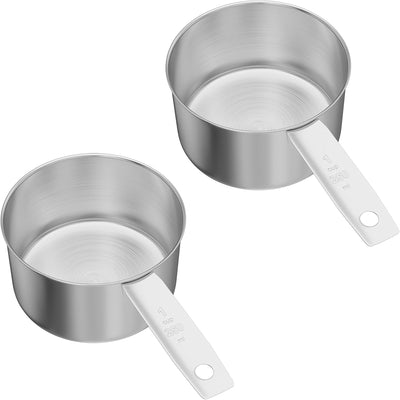2 Tazas Acero Inox 8.1oz Cuchara Metal Medida Cocina