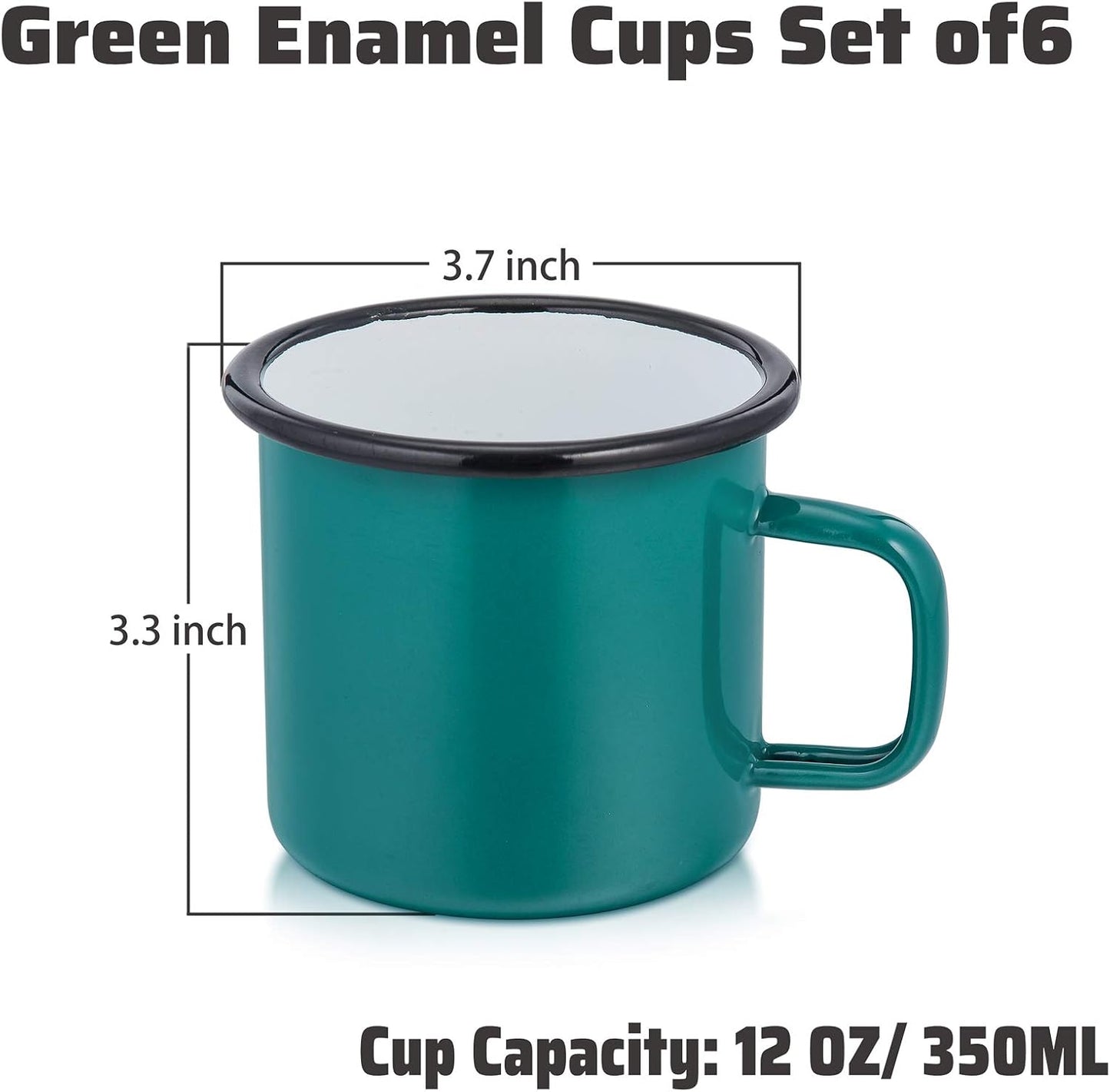 6 Tazas Café Esmaltadas 12oz para Campamento y Picnic