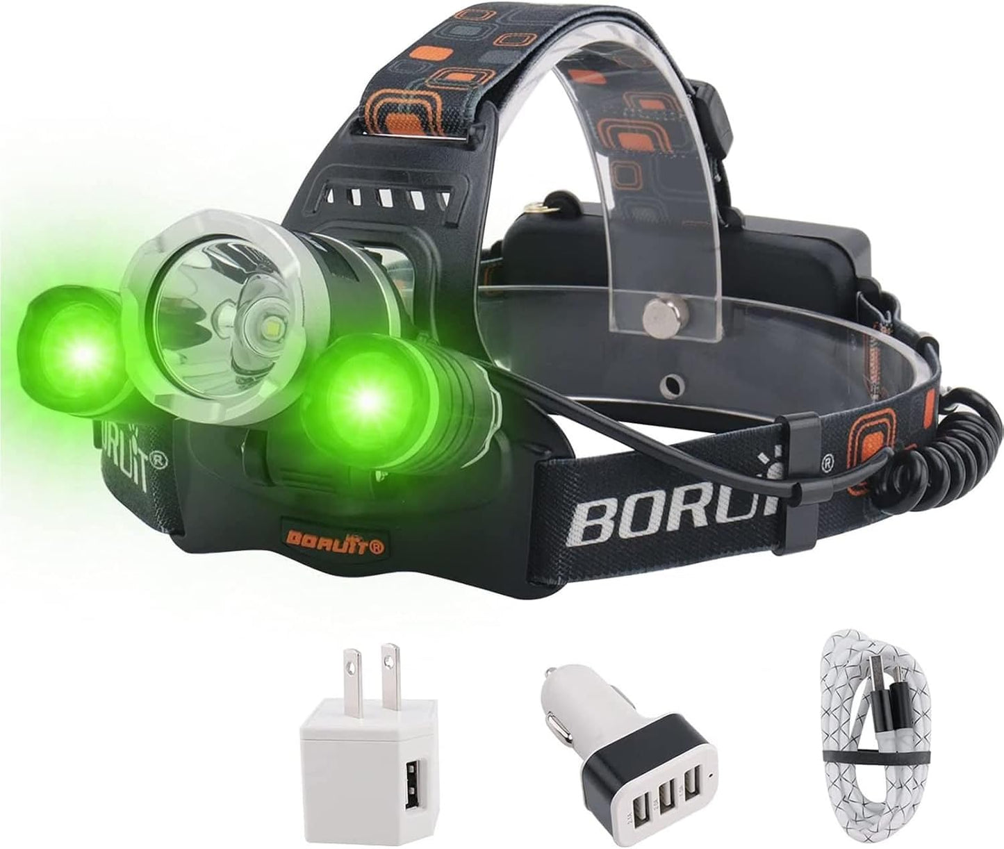 Linterna frontal LED recargable 3 modos IPX4 camping