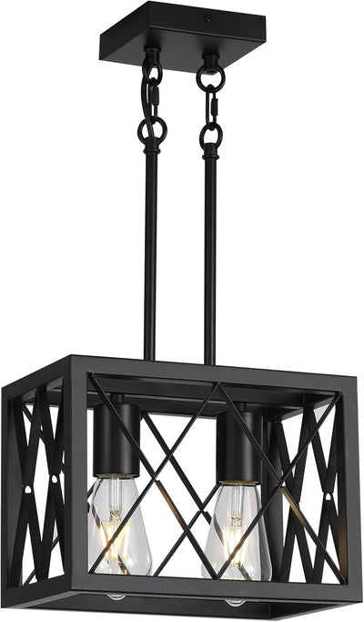 Luz colgante rústica 2 luces cocina comedor ajustable