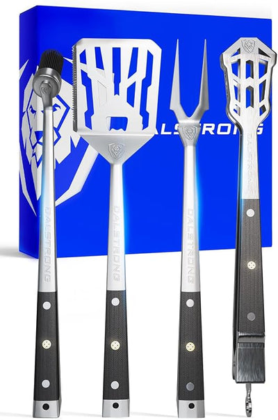 Set 4 Parrillas Pitmaster Acero Inox 18pulg Cepillo Espátula