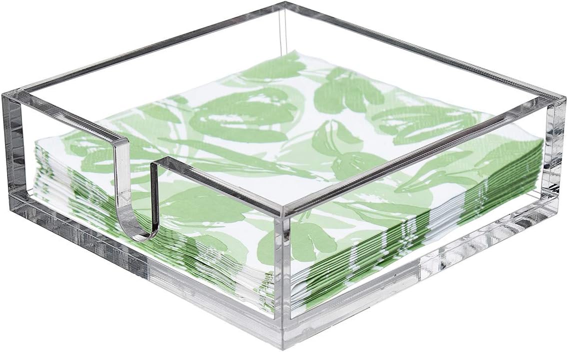 Servilletero acrílico transparente para cócteles set 1