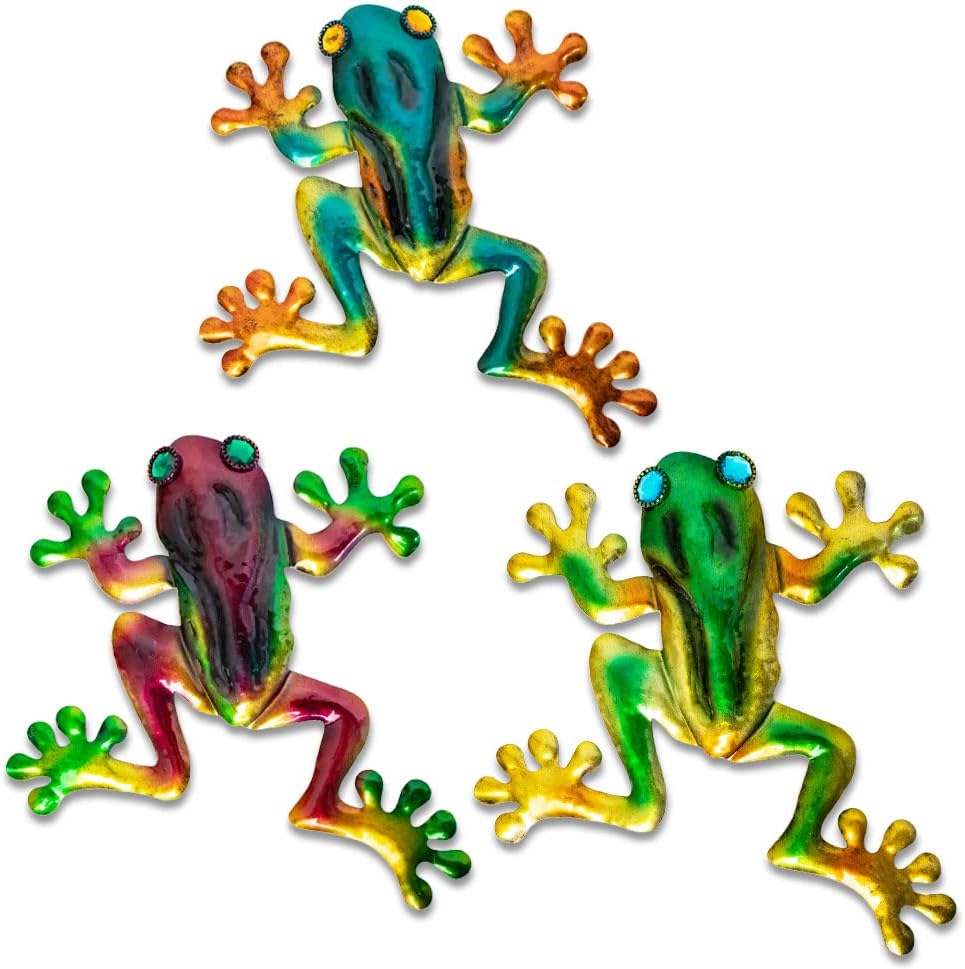 Decoración rana metal para valla jardín 3 Pzas