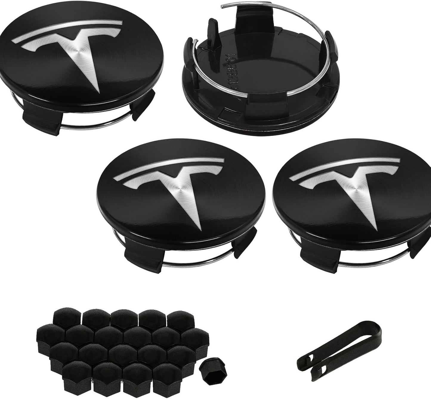 Set 4 tapacubos Tesla Model 3 Y 56mm cubiertas negras