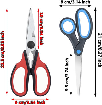 Tijeras para zurdos de acero inoxidable afiladas, 2 unidades