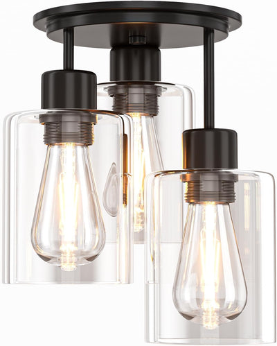 Lámpara techo cristal semiempotrada 3 luces para cocina entrada
