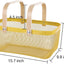 Cesta malla plegable con mango bambú cocina jardín pícnic